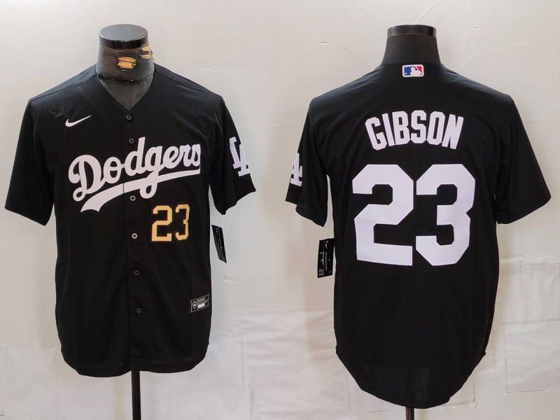 Men Los Angeles Dodgers #23 Gibson Black Nike Game 2024 MLB Jersey style 1->los angeles dodgers->MLB Jersey